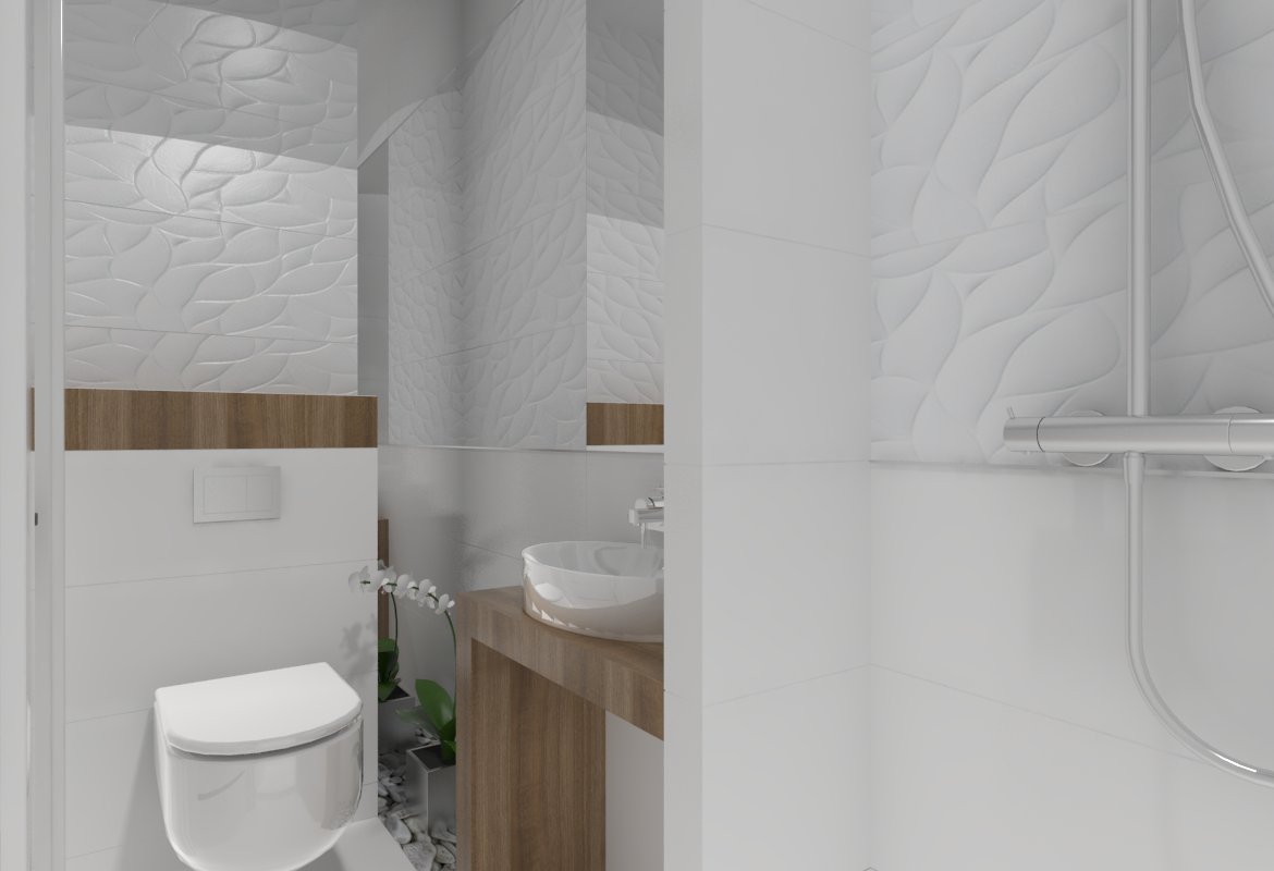 Projekt łazienki pod Gorzowem od studia novoART zajmującego się projektowaniem i aranżacją wnętrz